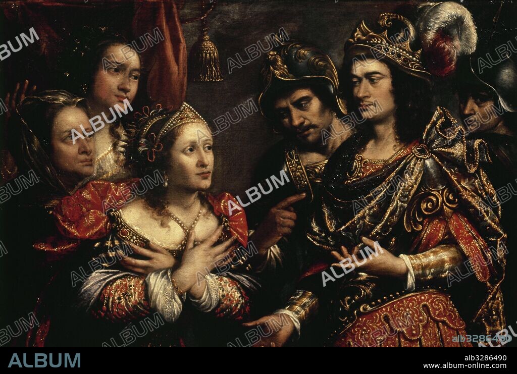 La familia de Dario III ante Alejandro Magno. Hefesteion señalando a Alejandro Magno. Pintura realizada por Justus Sustermans (1597-1681). Biblioteca-Museo Víctor Balaguer. Vilanova i la Geltrú. Provincia de Barcelona. Cataluña.