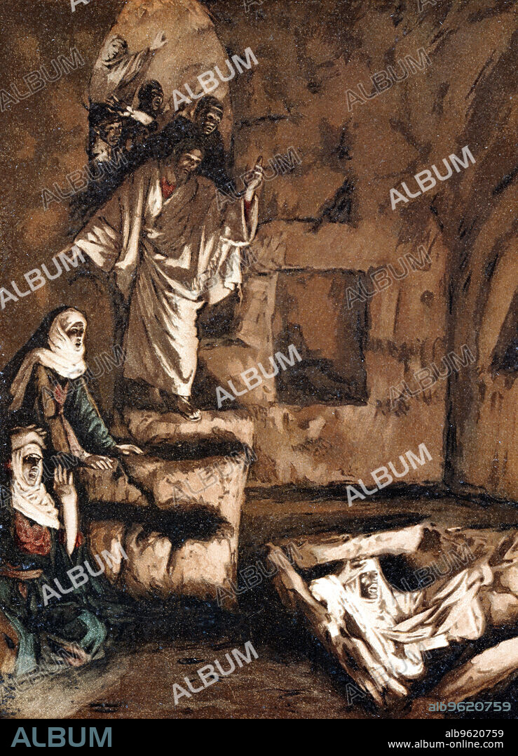 JAMES TISSOT. Jesus raising Lazarus from the tomb, 1897. Illustration by JJ Tissot for his Life of Our Saviour Jesus Christ.