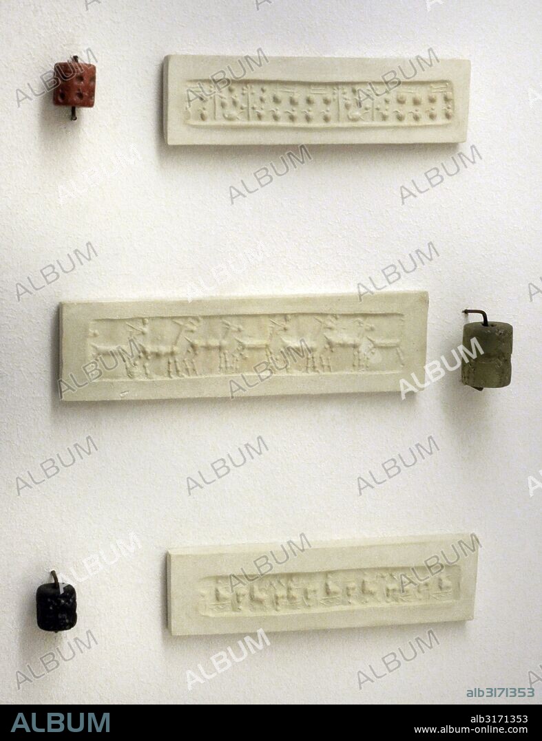ARTE MESOPOTAMICO. PROXIMO ORIENTE. Irak. TERCERA DINASTIA DE UR (Siglos XXII-XXI a. C.). Impresiónes de sellos cilíndricos. Museo del Hermitage (The State Hermitage Museum). San Petersburgo. Rusia.