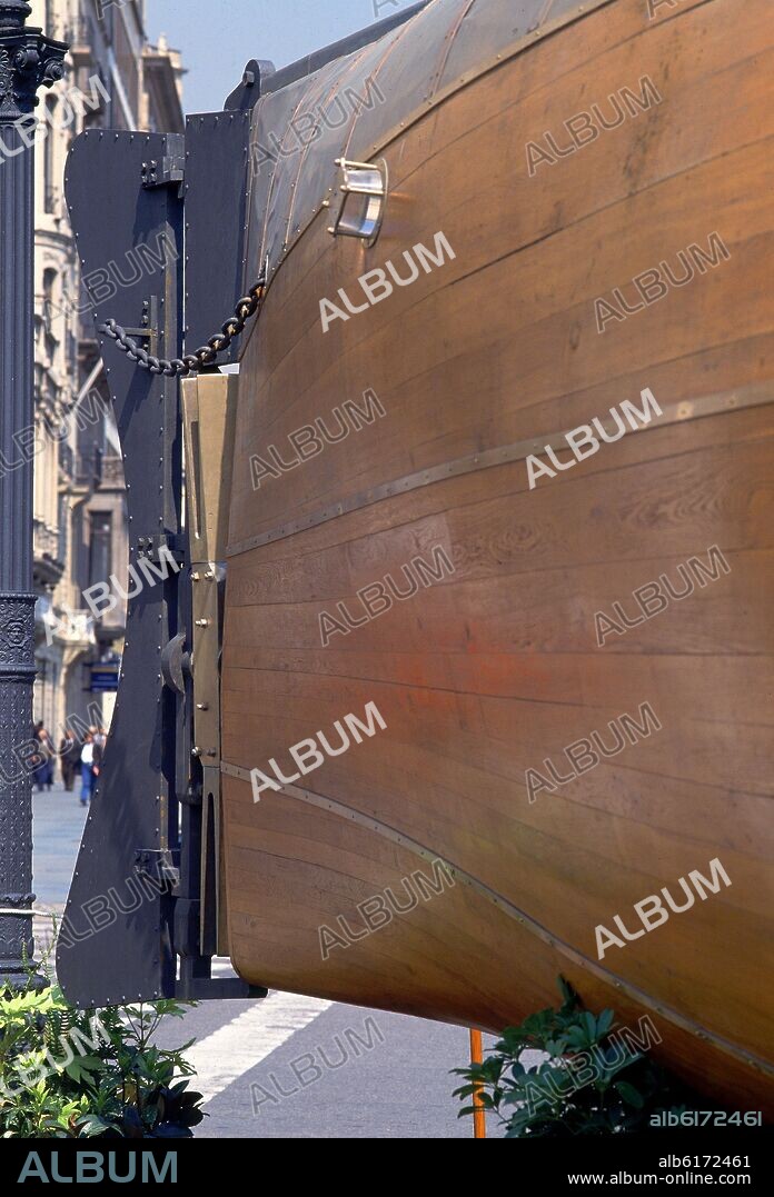 NARCISO MONTURIOL (1819-1885). SUBMARINO DE MONTURIOL-DET PARTE TRASERA CON TIMON.