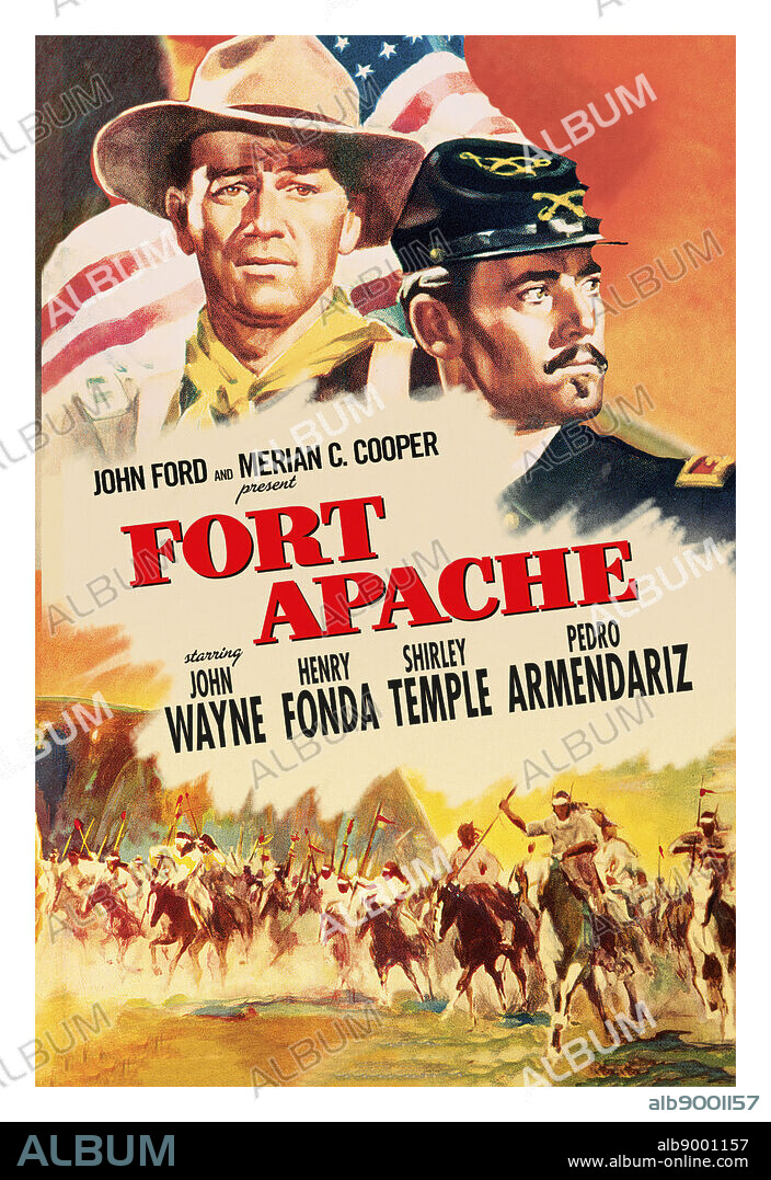 HENRY FONDA and JOHN WAYNE in FORT APACHE, 1948, directed by JOHN FORD. Copyright RKO RADIO.