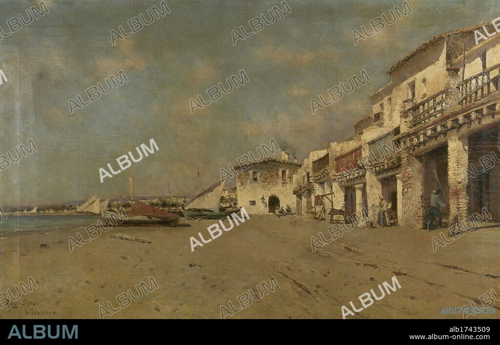 ARTE S. XIX. ESPAÑA. ROIG SOLER, Juan (Barcelona,1852-Barcelona,1909). Pintor catalán, discípulo de Modesto Urgell. "PORT DE VILANOVA". Oleo sobre tela (60 x 94 cm). Museo Diocesano de Barcelona. Cataluña.