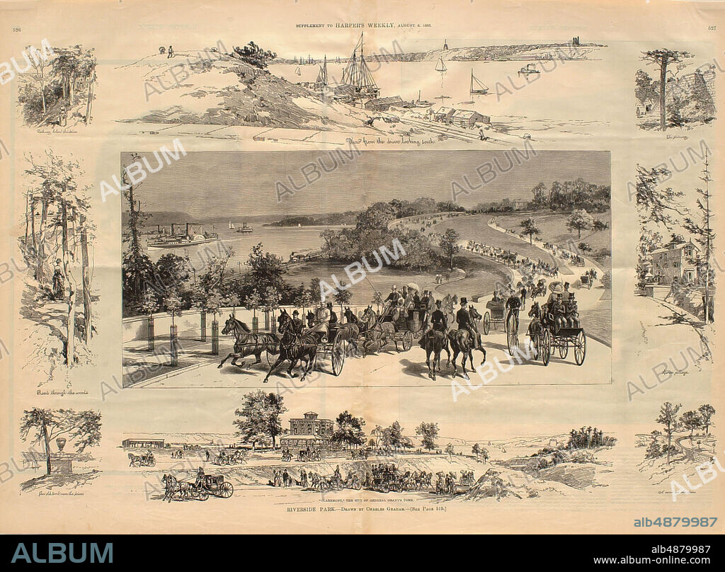 Charles Graham, American, 18521911, Riverside Park, 1885, Wood engraving on paper, Overall: 20 7/8 x 14 7/16 in. (53 x 36.7 cm).