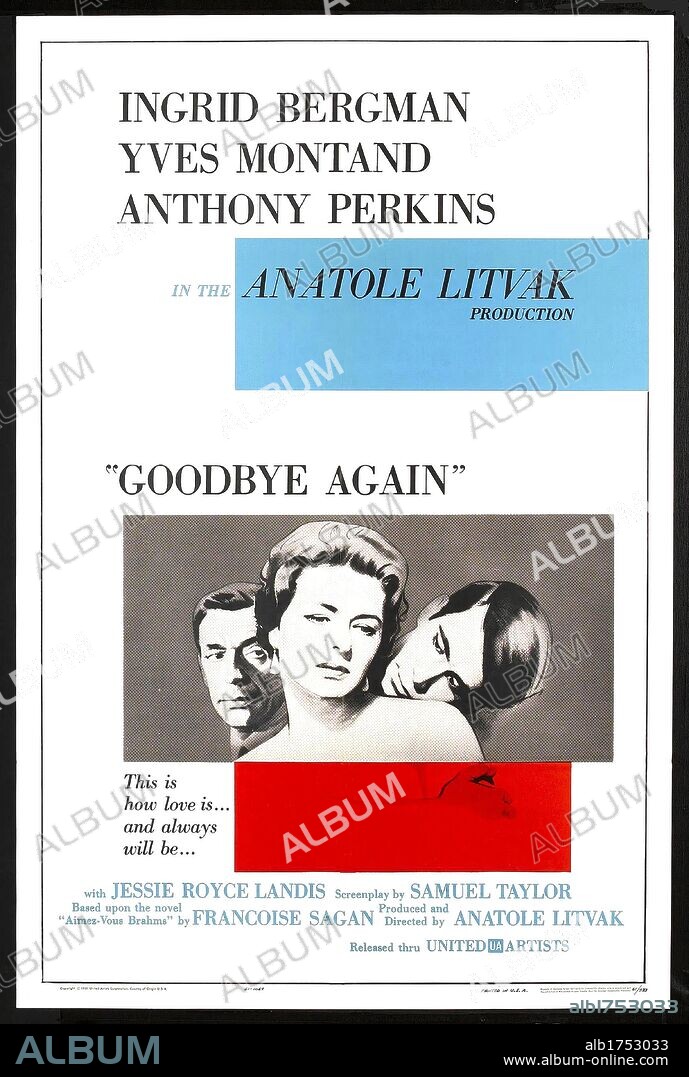 Poster de NO ME DIGAS ADIÓS, 1961 (GOODBYE AGAIN), dirigida por ANATOLE LITVAK. Copyright UNITED ARTISTS.
