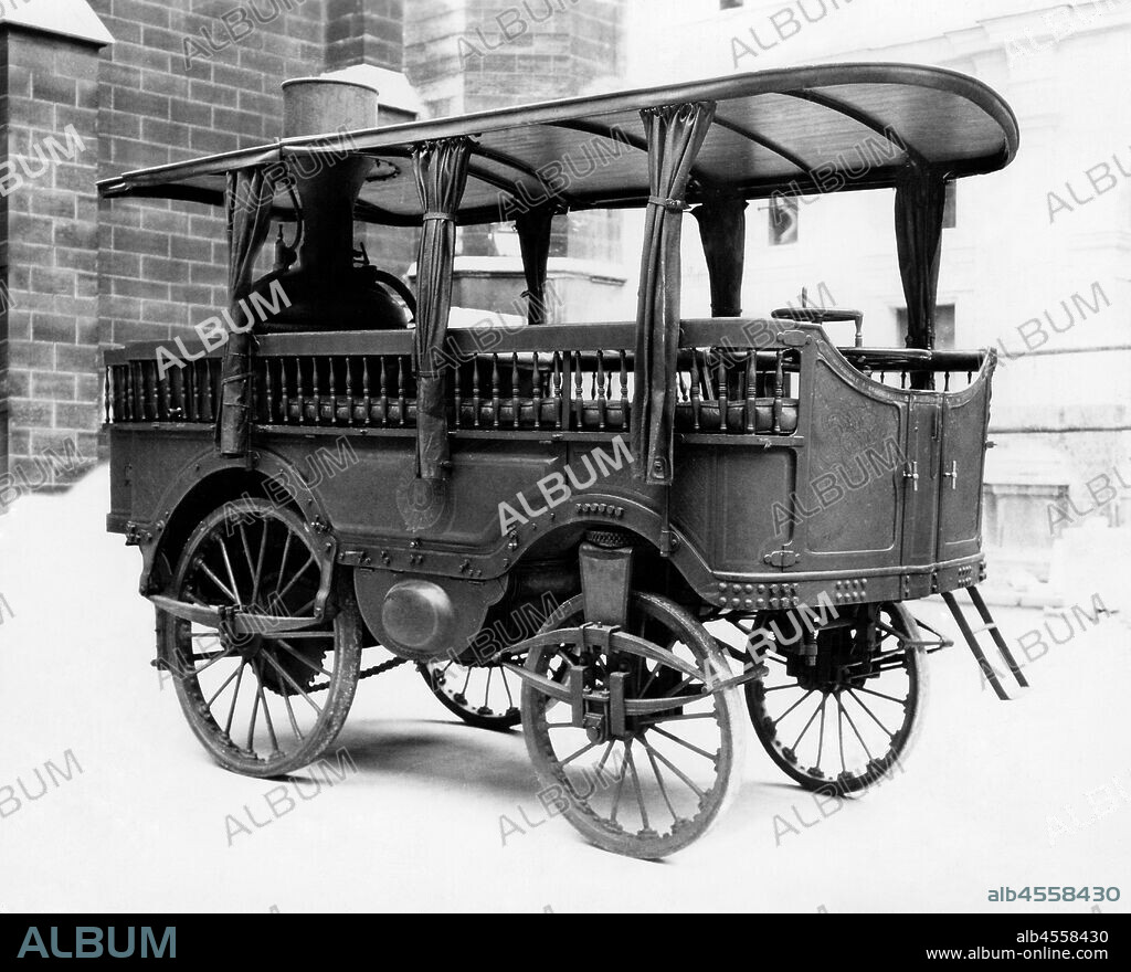 L'obeissante. the first steam-powered road vehicle. built in 1873 by amedee bollee.