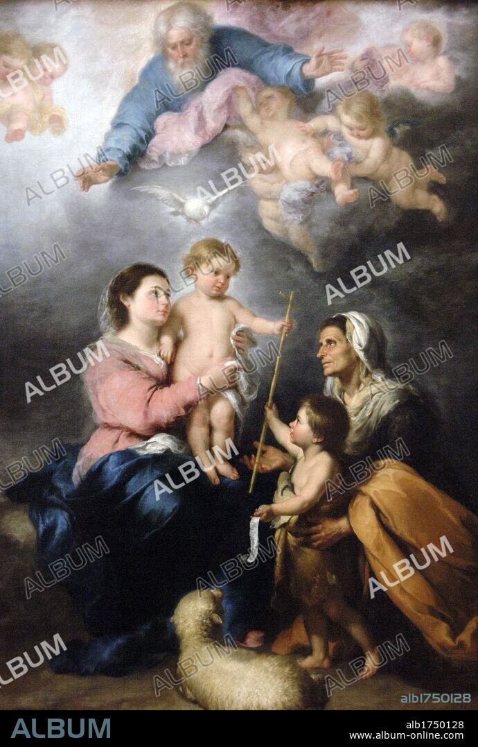 BARTOLOMÉ ESTEBAN MURILLO. ARTE BARROCO. ESPAÑA. MURILLO, Bartolomé Esteban (Sevilla,1617-Sevilla, 1682). Pintor español. "LA SAGRADA FAMILIA" o "LA VIRGEN DE SEVILLA". 1682. Museo del Louvre. París. Francia. Europa.