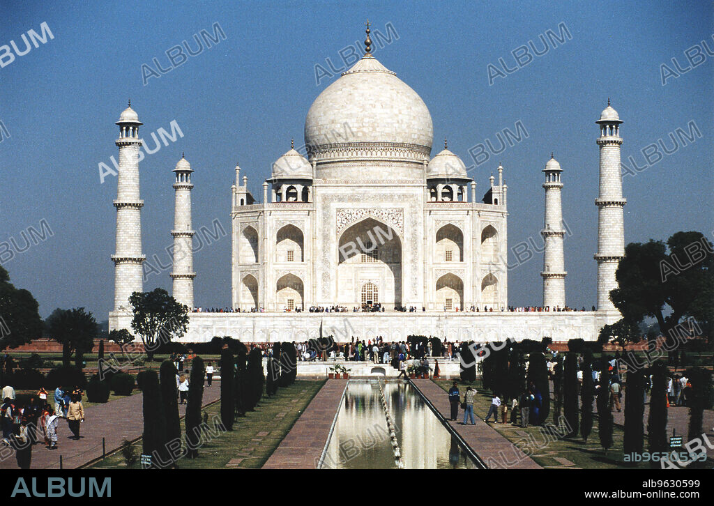 Taj Mahal, Agra, India, 1632-1654. The marble mausoleum built by Shah Jahan for his wife Arjumand Banu Begum.