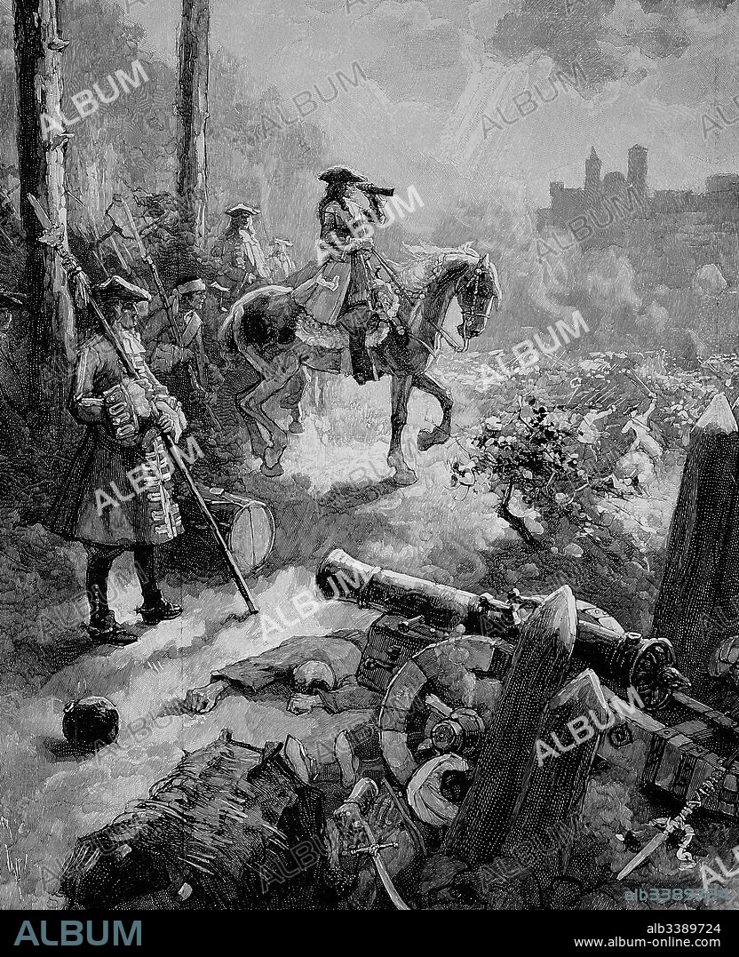 The Siege of Belgrade in 1717 took place during the Austro-Venetian-Ottoman War 1714-1718, here Prince Eugene of Savoy, Prince Eugene of Savoy, October 18, 1663 - April 21, 1736, historic, digitally restored reproduction of an original from the 19th century.