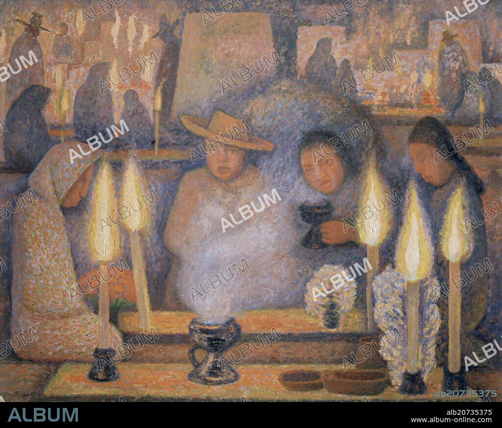 DIEGO RIVERA. EL VELORIO O DIA DE LOS MUERTOS - 1944.