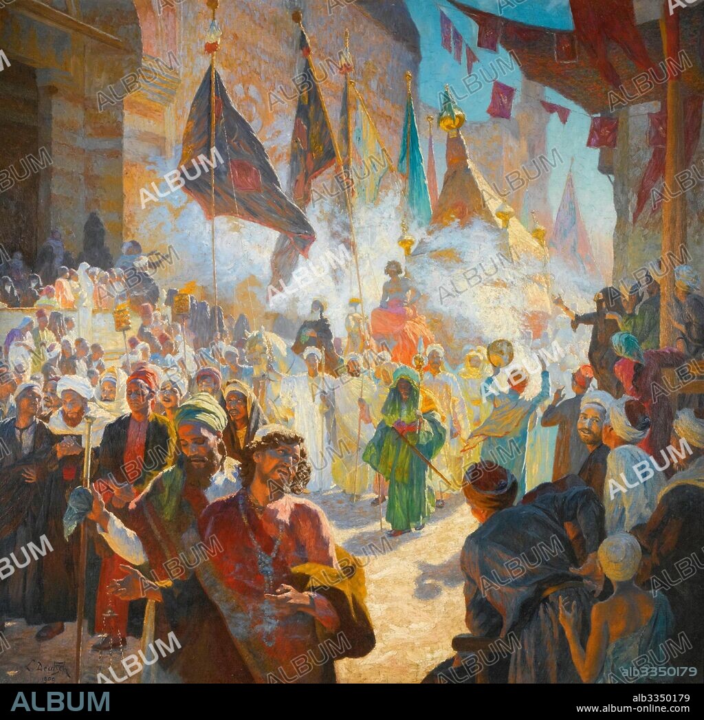 LUDWIG DEUTSCH. The procession of the mahmal through the streets of Cairo.