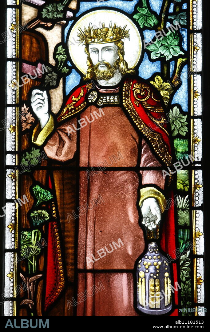 Jesus the King and Light of the World, 19th century stained glass in St. John's Anglican church, Sydney, New South Wales, Australia, Pacific.