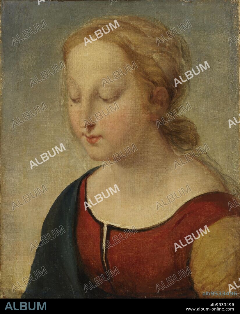 RAPHAEL (copia). Head of the Madonna (from la Belle Jardiniere). Date: 19th century. oil on canvas.