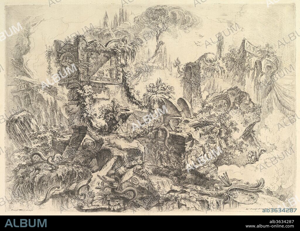 The Tomb of Nero, from the Grotteschi (Grotesques). Artist: Giovanni Battista Piranesi (Italian, Mogliano Veneto 1720-1778 Rome). Dimensions: Sheet: 19 1/2 x 25 3/16 in. (49.5 x 64 cm)
Plate: 15 3/16 x 21 7/16 in. (38.6 x 54.4 cm). Publisher: Giovanni Bouchard (French, ca. 1716-1795). Series/Portfolio: Grotteschi (Grotesques). Date: ca. 1748.