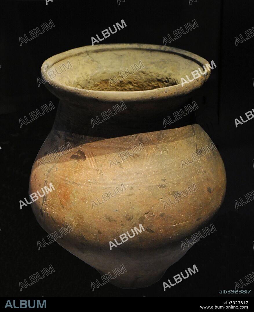 Cultura de los Campos de Urnas. Urna cineraria. Inicios del Bronce Final. 1100-900 a. C. Necrópolis de Can Missert (Terrassa, provincia de Barcelona, Cataluña). Depósito del Museo de Arqueología de Cataluña (Barcelona). Museo Arqueológico Nacional. Madrid. España.