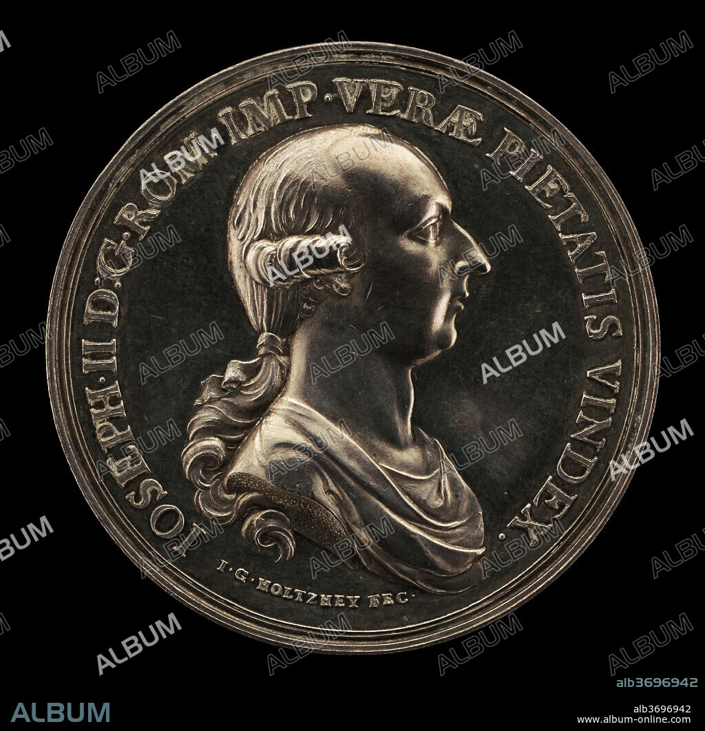 JOHANN GEORG HOLTZHEY. Joseph II, 1741-1790, Holy Roman Emperor 1765 [obverse]. Dated: 1782. Dimensions: overall (diameter): 4.51 cm (1 3/4 in.)  gross weight: 30.94 gr (0.068 lb.)  axis: 12:00. Medium: silver.