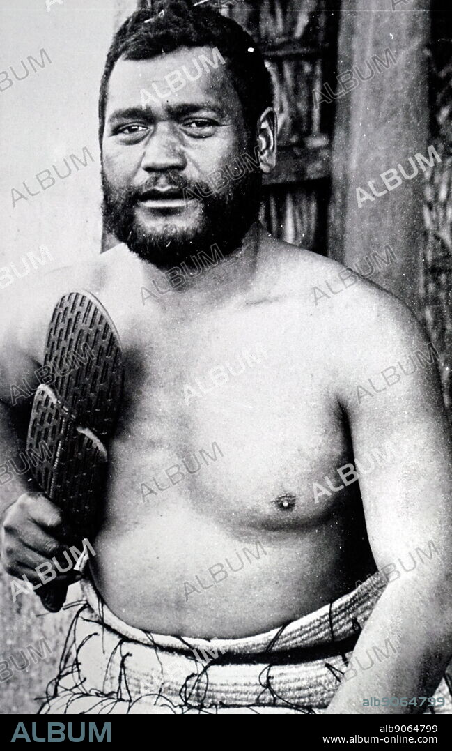 Photograph taken of a Maori chief. The Maori are the indigenous Polynesian people of New Zealand. Dated 19th century.