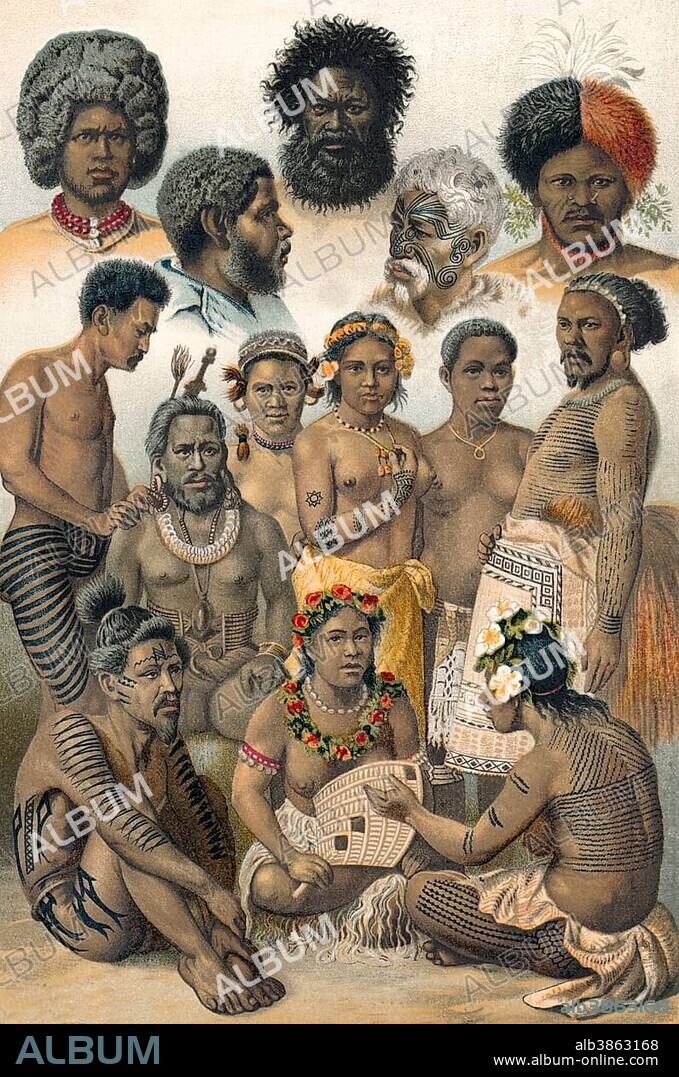 Ethnic groups of Oceania, indigenous Australians, historical illustration, 19th century.