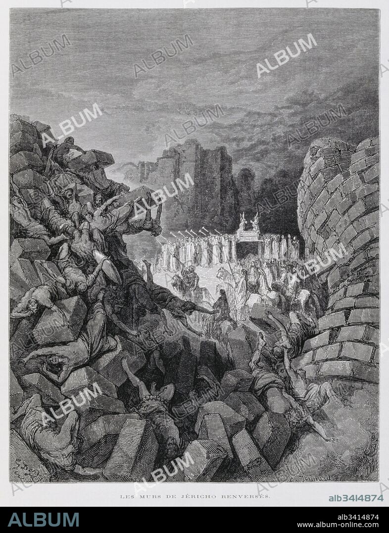 The Walls of Jericho Fall Down (Josh. 5:16, 6:1-10,13-19), Illustration from the Dore Bible 1866. In 1866, the French artist and illustrator Gustave Dore (1832–1883), published a series of 241 wood engravings for a new deluxe edition of the 1843 French translation of the Vulgate Bible, popularly known as the Bible de Tours. This new edition was known as La Grande Bible de Tours and its illustrations were immensely successful.