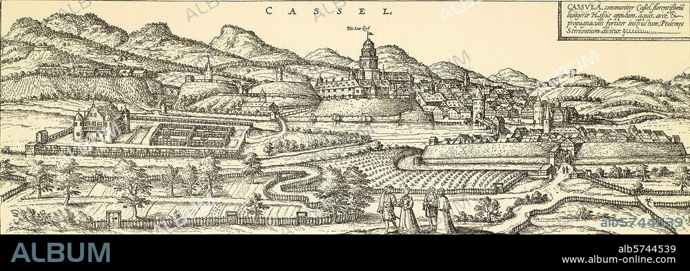 Kassel (Hessen). "CASSEL". (Ansicht der Stadt Kassel). Kupferstich. Aus: Georg Braun und Franz Hogenberg, Civitates Orbis Terrarum, Köln (Th. Grimineus) 1572-1618.