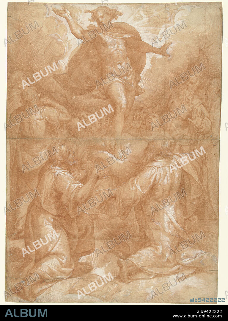 Ascension of Christ, Denys Calvaert, 1570 - 1580, draughtsman: Denys Calvaert, draughtsman: Francesco Salviati, (rejected attribution), 1570 - 1580, paper, h 522 mm × w 365 mm.