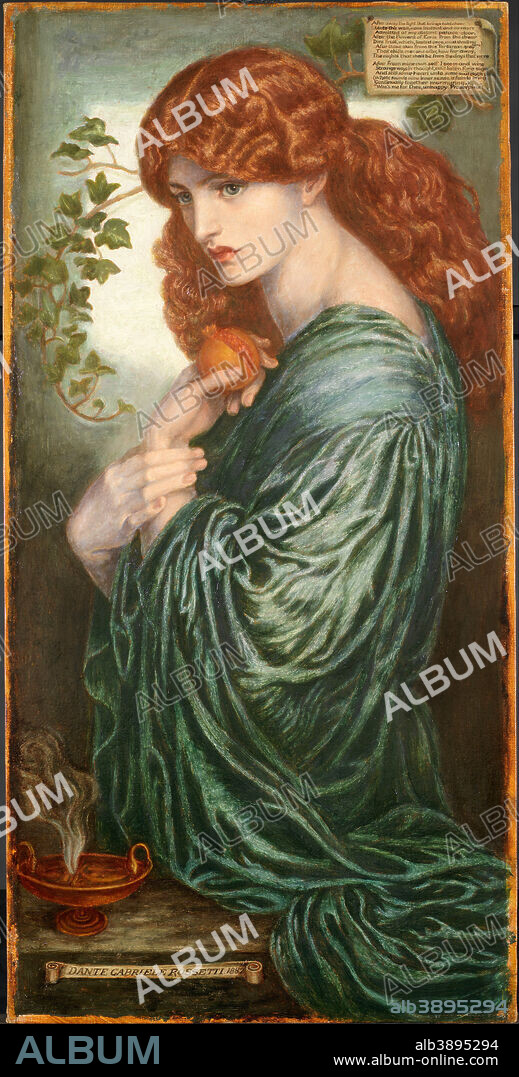 DANTE GABRIEL ROSSETTI. Proserpine. Date/Period: 1882. Painting. Oil on canvas. Height: 78.7 cm (30.9 in); Width: 39.2 cm (15.4 in).