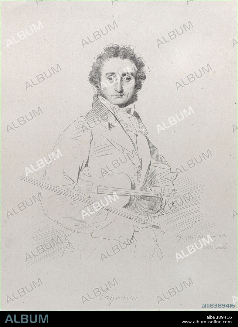 LUIGI CALAMATTA. Portrait of Niccolò Paganini, 1830 (backdated "1818").