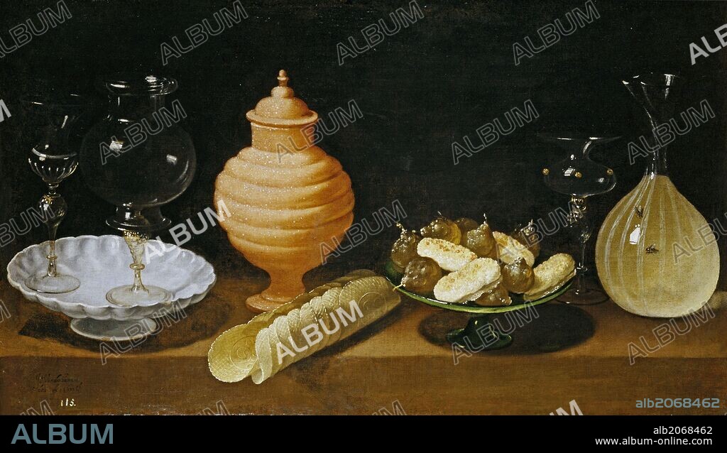 JUAN VAN DER HAMEN Y LEÓN. Juan van der Hamen y León / 'Bodegón con dulces y recipientes de cristal', 1622, Escuela Española, Óleo sobre Lienzo, 52 cm x 88 cm, P01164.