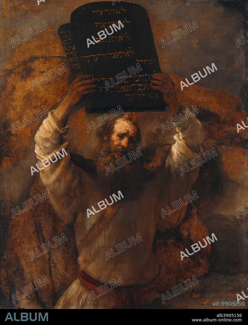 REMBRANDT. Moses Smashing the Tablets of the Law. Date/Period: 1659. Painting. Oil on canvas. Height: 168.5 cm (66.3 in); Width: 136.5 cm (53.7 in).