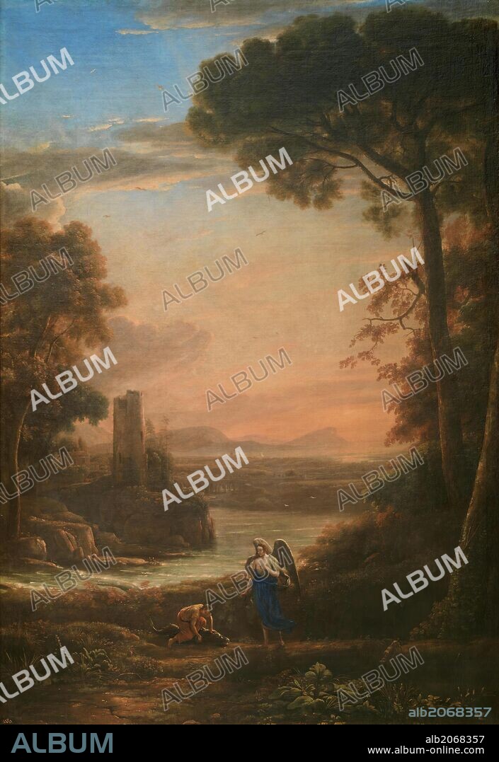 CLAUDE LORRAIN. Claudio de Lorena / 'El Arcángel Rafael y Tobías', 1639-1640, Escuela Francesa, Óleo sobre Lienzo, 211 cm x 145 cm, P02255.
