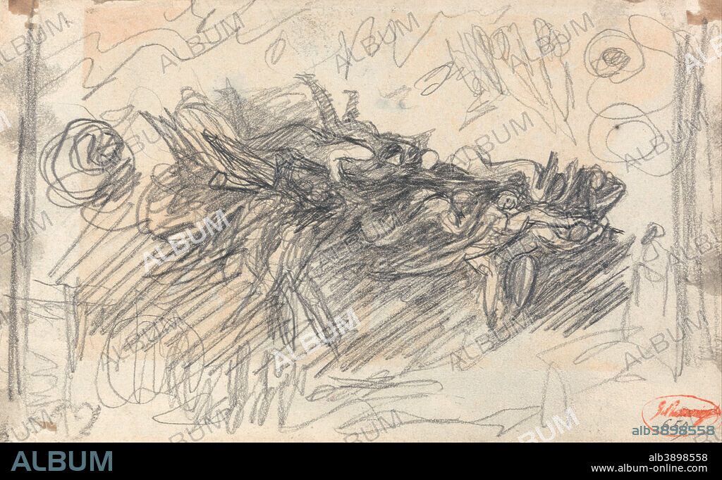 GEORGE ROMNEY. Fake, Landscape with Witches Cavern. Drawing. Graphite on medium slightly textured cream wove paper. Height: 137 mm (5.39 in); Width: 225 mm (8.85 in).