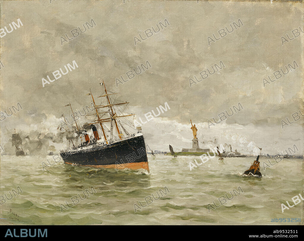 FRANK MYERS BOGGS. New York: Entering the Harbor. oil on canvas. Date: (1887).