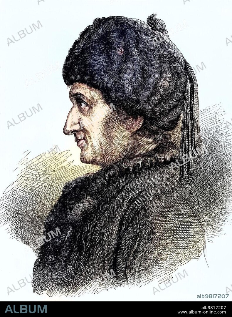 Jean-Jacques Rousseau, ca. 1710-1778, a Geneva writer, philosopher, pedagogue, naturalist and composer of the Enlightenment, historical engraving, circa. 1870, Historic, digitally restored reproduction from a 19th century original, coloured, exact date unknown