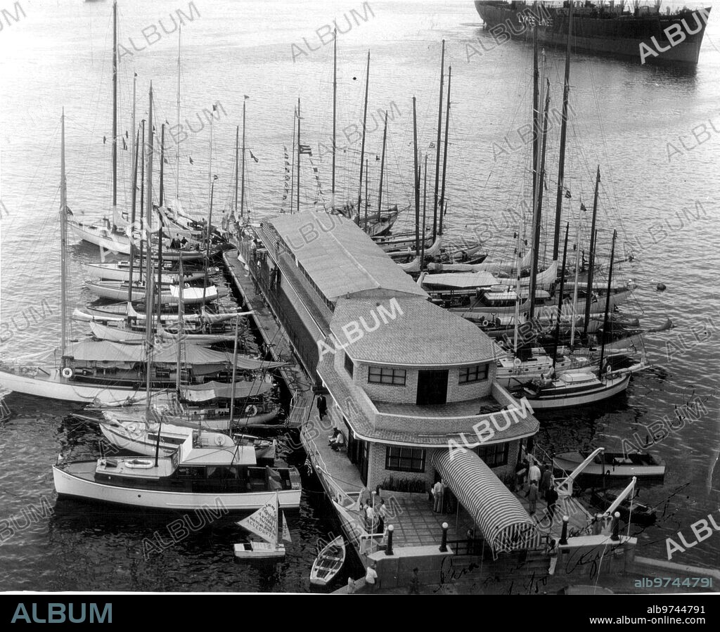 Havana (Cuba), May 1950. The Havana International Yacht Club, located in the bay of the Cuban capital, where the yachts that took part in the Havana Florida regatta held in the month of March are anchored.