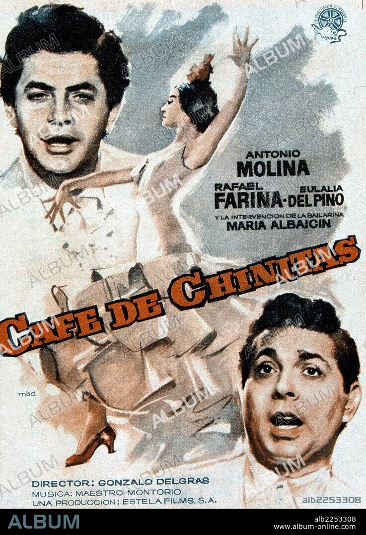 PELICULA : CAFE DE CHINITAS , 1960. DIRECTOR , GONZALO DELGRAS. ACTORES , ANTONIO MOLINA , RAFAEL FARINA.