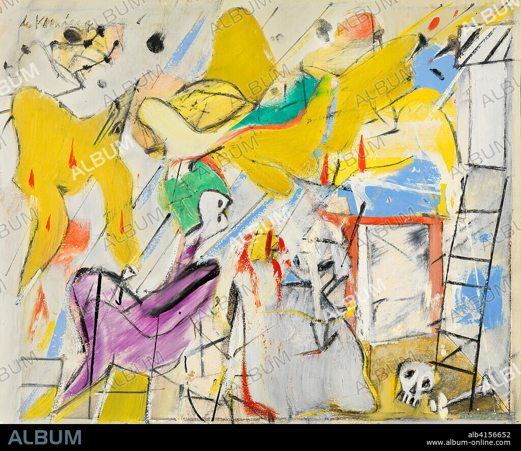 Willem de Kooning (Rotterdam, 1904-Nueva York, 1997). Abstracción (1949 - 1950). Óleo y oleorresina sobre cartón. 41 x 49 cm.