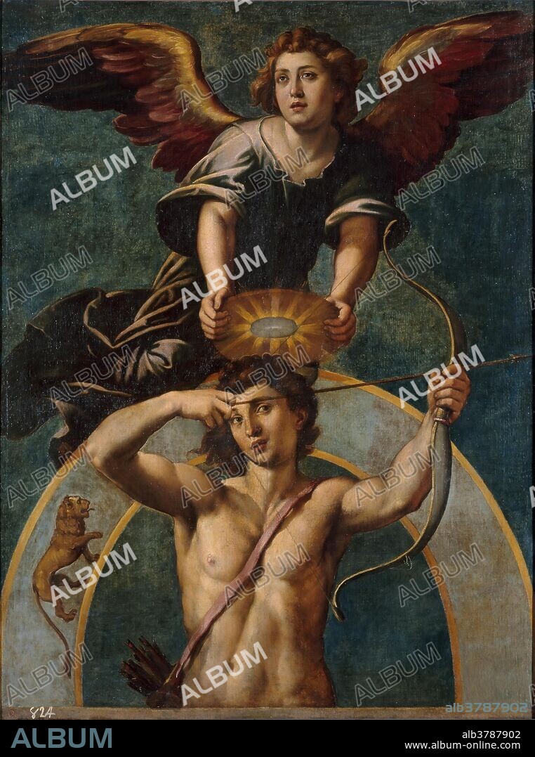 Pietro Facchetti (Copia de Rafael) / 'El Sol. Apolo con el signo de Leo'. Siglo XVI. Óleo sobre lienzo, 174 x 133 cm.