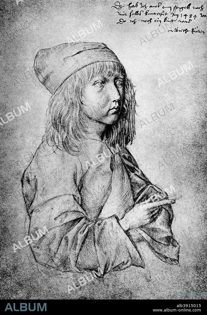 'Self portrait at the age of thirteen', 1484, (1936). Found in the collection of the Graphische Sammlung Albertina, Vienna, Austria. A print from Durer, Und Seine Zeit, by Wilhelm Waetzoldt, Grosse Phaidon Ausgabe, 1936.