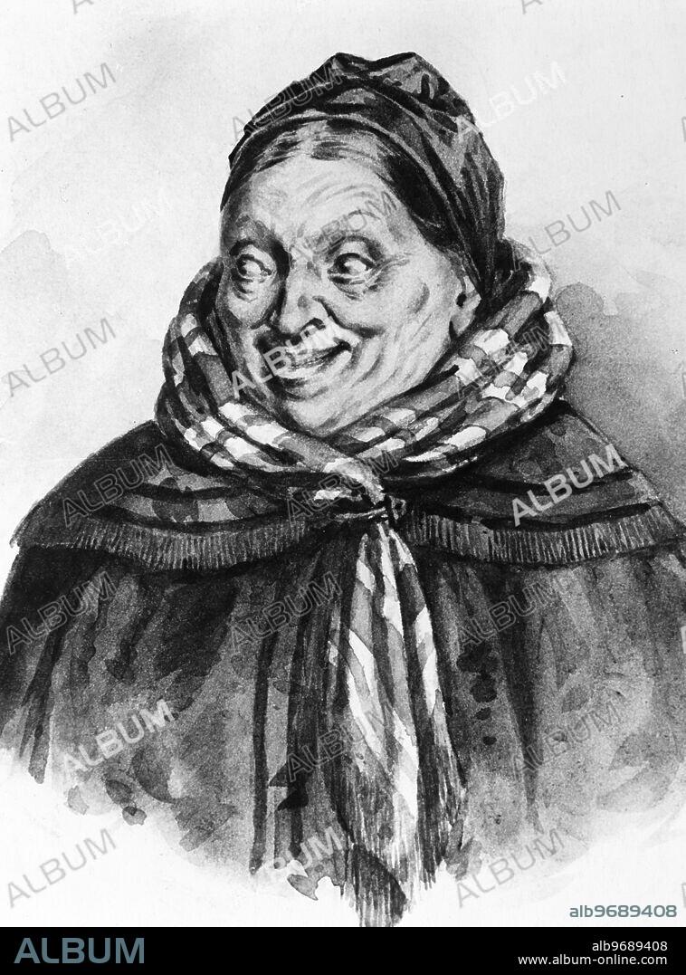 Drawing by A. Laptev of Korobochka a character in the novel "Dead Souls" by Gogol. Nikolai Vasilievich Gogol (1809 - 1852) was a Ukrainian-born, Soviet writer, dramatist, Playwright and publiscist in the tradition of Russian realism. 1951. Supplied By: SCRSS - Society for Co-operation in Russian & Soviet Studies.