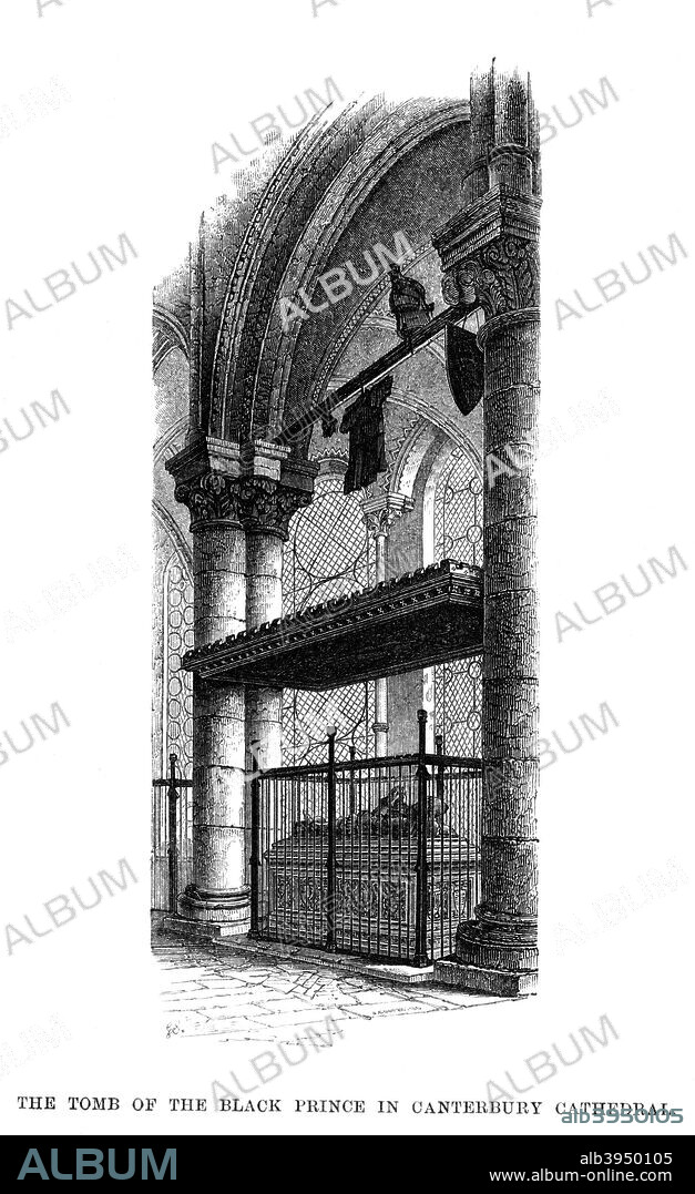 The tomb of Edward, the Black Prince, Canterbury Cathedral. Edward of Woodstock, Prince of Wales (1330-1376), popularly known as the Black Prince, was the eldest son of King Edward III of England and Philippa of Hainault, and father to King Richard II of England. Edward died one year before his father and so never ruled as king (becoming the first English Prince of Wales to suffer that fate). The throne passed instead to his son Richard, a minor, upon the death of Edward.