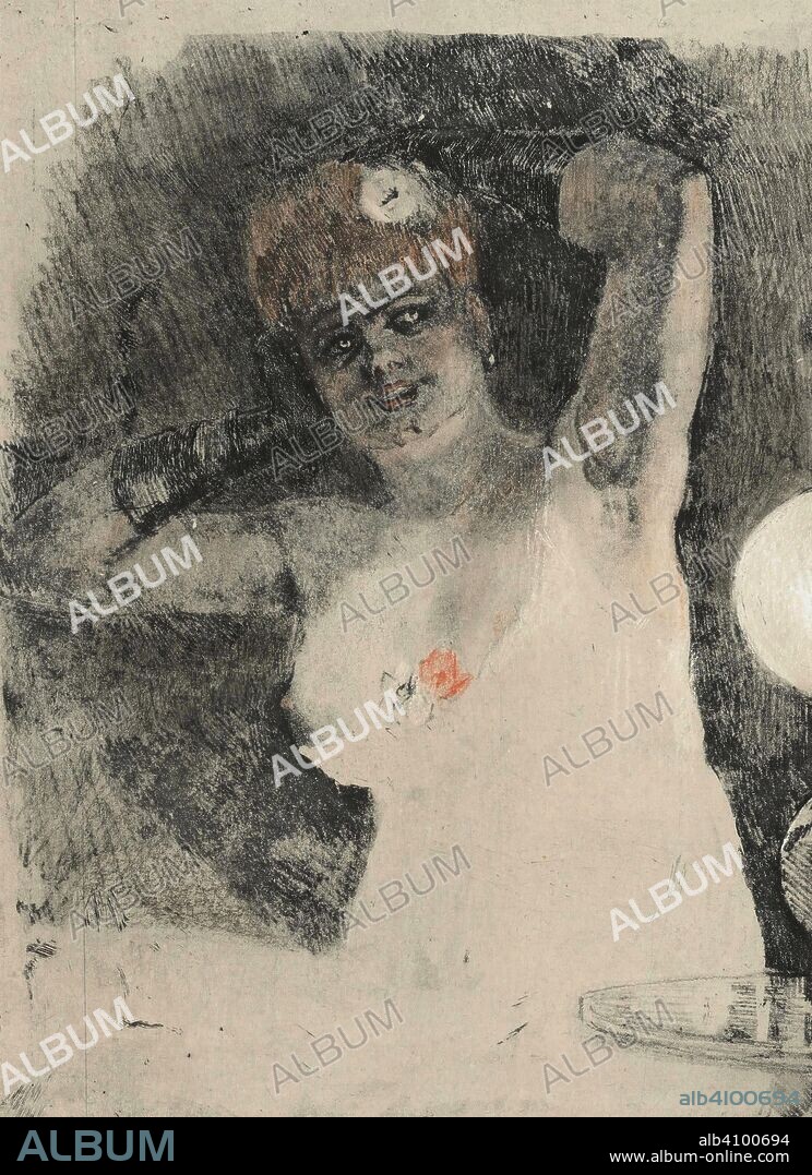 FELICIEN ROPS. Lady in the Carcel Lamp (La dame au carcel). Dimensions: 49.3 cm x 32.5 cm, 24 cm x 17.8 cm, 23 cm x 17 cm.
