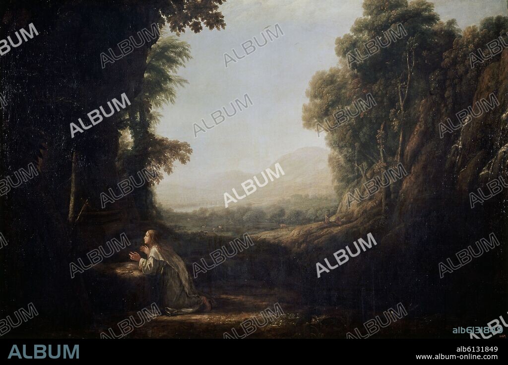 CLAUDE GELLEE (1600-82) CLAUDIO DE LORENA. PAISAJE CON SANTA MARIA DE CERVELLO O MARIA MAGDALENA - 1636-1638 - OLEO/LIENZO - BARROCO CLASICISTA.