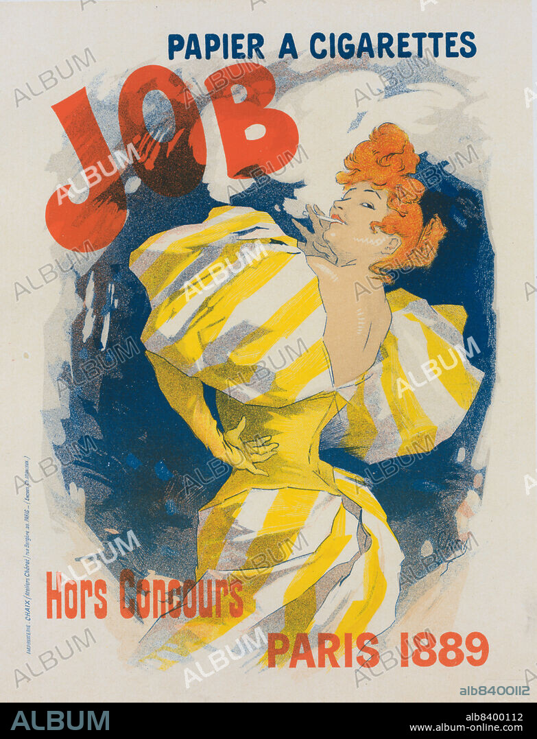 JULES CHéRET. Affiche pour le "Papier à cigarettes Job"., 1889. [Publisher: Imprimerie Chaix; Place: Paris].