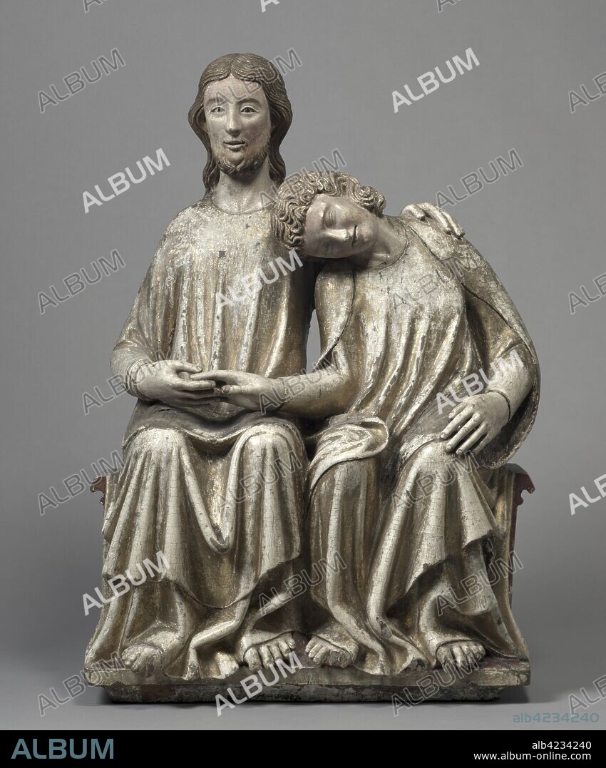 Christ and Saint John the Evangelist, 1300-1320. Germany, Swabia, near Bodenese (Lake Constance), early 14th century. Polychromed and gilded oak; overall: 92.7 x 64.5 x 28.8 cm (36 1/2 x 25 3/8 x 11 5/16 in.).