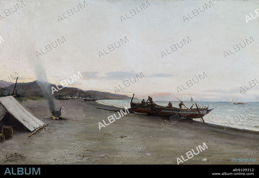 Emilio Ocón Rivas (1845-1094)/ Preparándose para la pesca, 1897.