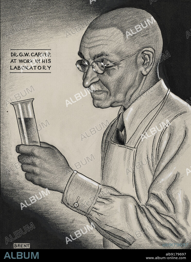 RICHARD BRENT. Dr. G.W. Carver at Work in His Laboratory, ca.1935 - 1943.