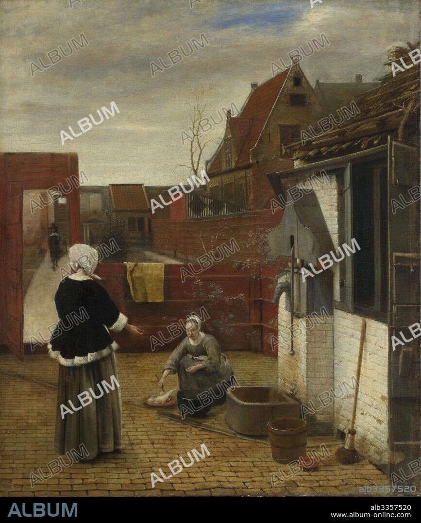 PIETER DE HOOCH. A Woman and her Maid in a Courtyard.