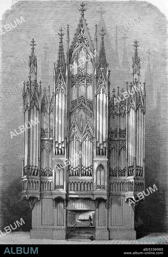 he new organ in Schwerin Cathedral, Germany, 1887  /  Die neue Orgel im Dom zu Schwerin, Deutschland, 1887, Historisch, historical, digital improved reproduction of an original from the 19th century / digitale Reproduktion einer Originalvorlage aus dem 19. Jahrhundert.