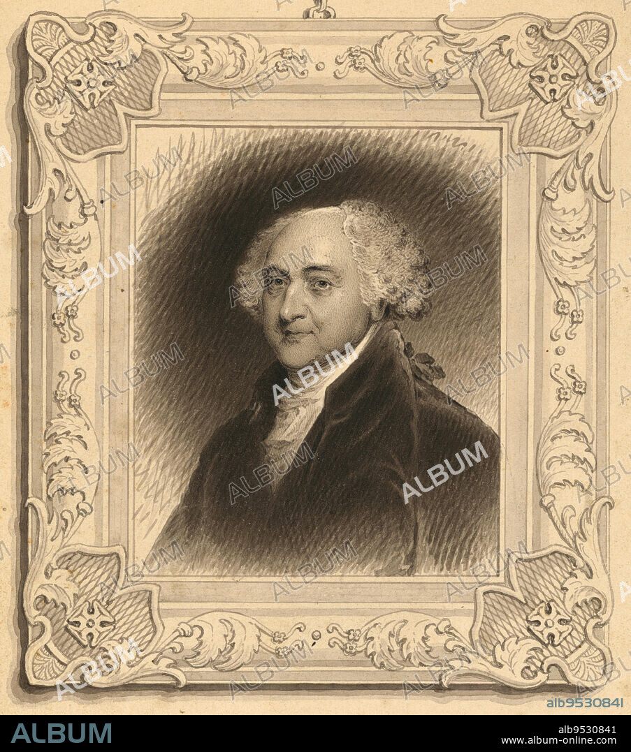 GILBERT STUART (copy) and JAMES BARTON LONGACRE. John Adams. Ink wash on paper. Date: c. 1825.