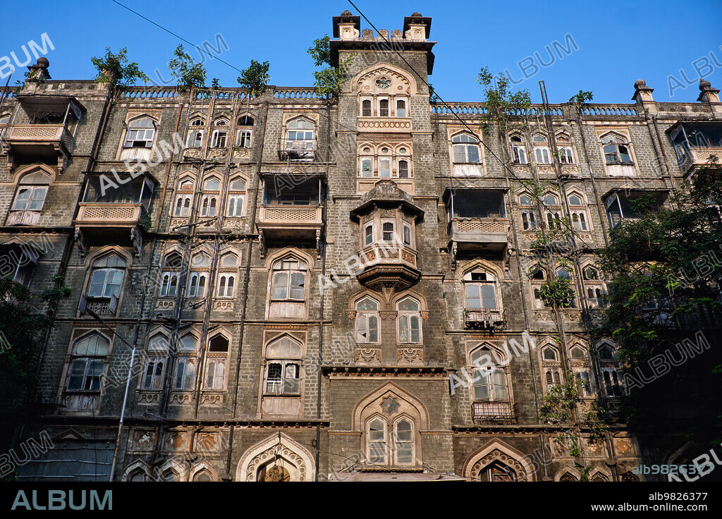 India: Built in 1909, the colonial-era 'Colaba Chamber' in Colaba, Mumbai, a large residential and commercial building displaying Moghul influences, once housed the luxury Majestic Hotel.
