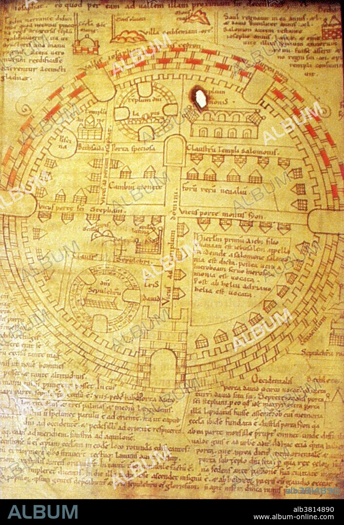 12th century plan of the holy city, Jerusalem. To Christians this was the center of the world. In medieval times the Holy City was called the 'Navel of the world'." During its long history, Jerusalem has been destroyed twice, besieged 23 times, attacked 52 times, and captured and recaptured 44 times. The oldest part of the city was settled in the 4th millennium BC, making Jerusalem one of the oldest cities in the world. The history of Jerusalem during the Middle Ages is generally one of decline; beginning as a major city in the Byzantine Empire, Jerusalem prospered during the early centuries of Muslim control (640-969), but under the rule of the Fatimid caliphate (late 10th to 11th centuries) its population declined from about 200,000 to less than half that number by the time of the Christian conquest in 1099. The Christians massacred much of the population as they took the city, and while population quickly recovered during the Kingdom of Jerusalem, it was again decimated to below 2,000 people when the Khwarezmi Turks retook the city in 1244. After this, the city remained a backwater of the late medieval Muslim empires and would not again exceed a population of 10,000 until the 16th century.